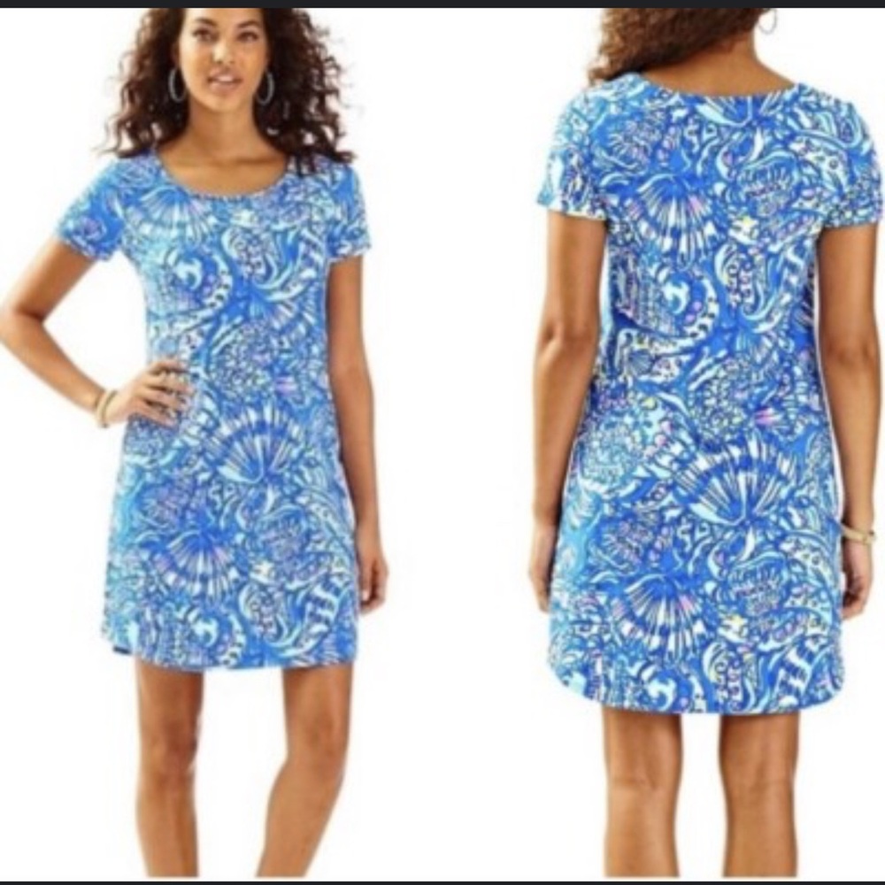 Lily Pulitzer Tammy Sheath Dress Scoop Neck Short Sleeve T Shirt Dress  xsmall